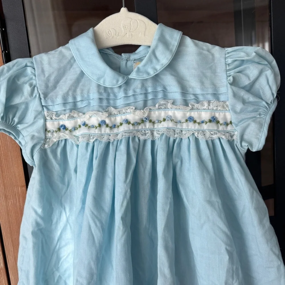 C.I. Castro vintage heirloom dress baby girl lace embroidered pintuck flowers